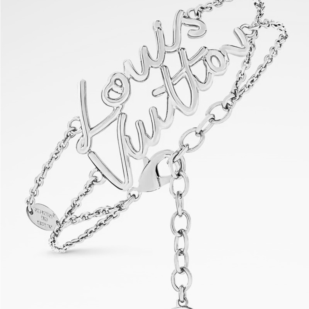 LV double chain Silver ‘Louis Vuitton’ Script Bracelet